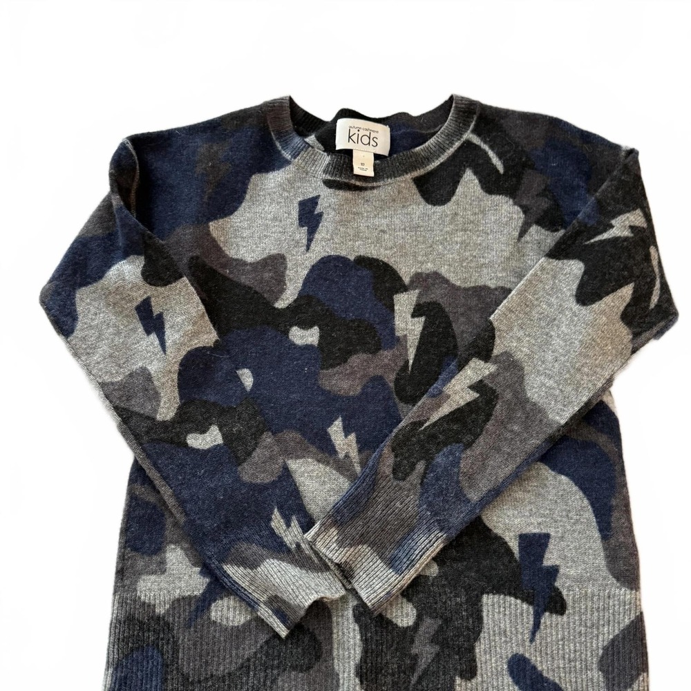 AUTUMN CASHMERE KIDS Blue/Gray Camo Long‎ sleeve crewnecks sweater SZ 10.